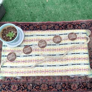 Vintage Coconut Shell Bohemian Brown and Cream Macrame Belt